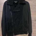 Armani Exchange Black Moto zipped women jacket pockets size M Elbow Patch Lined Photo 0