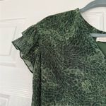 Ramy Brook Sparkly Green Leopard Festive Christmas Ruffle Top Photo 2