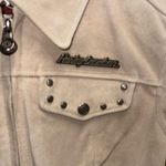 HARLEY DAVIDSON Cream SUEDE LEATHER CROP MOTORCYCLE RIDING JACKET Women's Size Tan Size M Photo 1