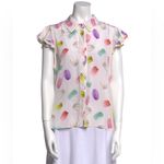 Alice + Olivia  Eli Flutter-Sleeve Silk Top
Sunday Macaroons, Size XS NWT Photo 4