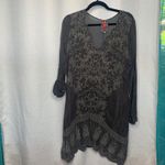 Johnny Was floral Embroidered Tunic Dress Roll-Tab Sleeve Bohemian Gray Small Photo 1