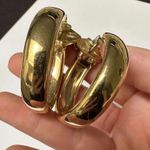 Trifari Signed  Enamel Hoop Clip On Earrings Gold Tone Photo 4