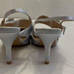 ERIJUNOR Women Pointed Toe Slingback Rhinestone Brooch Satin Evening Prom Sz 8 = Silver Photo 5