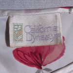 Vtg 1980s California Dynasty White Rose Floral Print Satin Sheer Chiffon Top M Size M Photo 3