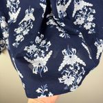 J Crew Floral Peasant Blouse Size XL Navy Feminine Preppy Lightweight Romantic Blue Photo 4