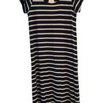 Daisy Island Navy Striped Short Sleeve Maxi Dress UPF 50 L NWT Blue Size L Photo 0