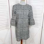 ZARA Houndstooth Check Bell Cuff Shift Mini Dress Black Cream Medium Photo 1