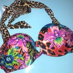 Victoria's Secret  Bikini Top 32B Bombshell Adds 2 Cups Floral Leopard Photo 0