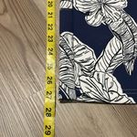 MELLODAY  wide leg belted pants Navy White Tropical print Pull on Size M Stretch Photo 6