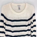 Only Mine Crew Neck Loose Knit Nautical Sweater White with Navy Stripes Medium Photo 2
