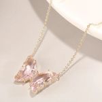 Pink Butterfly Necklace Gold Photo 0