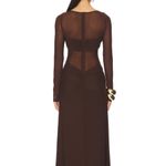 RUNAWAY THE LABEL  Brown Mesh Long Sleeve Dress Photo 2