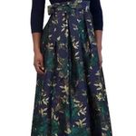 Jessica Howard Blue Green And Metallic Gold Pleated Formal Evening Gown Maxi Dress Photo 1