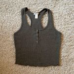 Bozzolo  Gray Ribbed Racerback Crop Top Photo 0