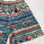 Vintage Shorts Floral Patterned Women Stripe Hawaiian Pleated Elastic Waist Lrg Green Size L Photo 8