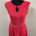 Hot Pink Lace Midi Dress Size 6 Photo 1