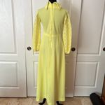 VTG 60s 70s BRIGHT YELLOW MODEST MAXI DRESS LACE SLEEVES PROM GOWN Photo 3