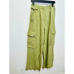Ramy Brook Women's Green Satin Style Cargo Gold Button Detail Emil Pants size 8 Photo 9