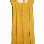 SWF Halter Dress Milk Maid Button Down Ruched Back Knee Length Marigold Medium Yellow Photo 0