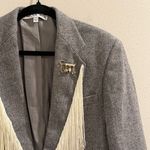 Tricia Fix Exclusive Small Western Fringe Wool Blend Blazer Jacket Statement Gray Photo 6