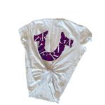 True Religion Vintage Tee Size S Maroon Horse shoe design & knotted back closure Photo 1