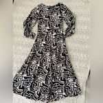 H&M Richard Allan x Calf Length Circle Skirt Midi Dress Black/Beige (Size 4) Photo 2