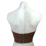Princess Polly Brown Strapless Faux Leather Rave Bustier Corset Crop Top Size 8 Photo 1