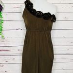 Judith March Chocolate Brown Rosette One Shoulder Mini Dress Size Medium Photo 6