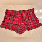 PINK - Victoria's Secret 🎄PINK VICTORIA’S SECRET Flannel Pajama Shorts Bright Red Forest Green Plaid S Photo 6
