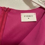 Everly  Hot Pink Tie Front Short Sleeve Shift Mini Dress Photo 2