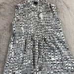 Theory  Sleeveless Silk Shirt Size L Geometric Print Pleated Front Minimalist Photo 0