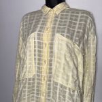 Free People  Butter Yellow Textured Plaid Women's‎ XS Button-Down Shirt Photo 4