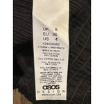 ASOS Women's Black Long Sleeve Crinkle Lace Up Lattice Crop Bead Accent 4 NWOT Photo 9