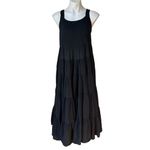 Greek Archaic Kori Black Cotton Gauze Tiered Flowy Maxi Halter Dress, Sz XS Photo 1