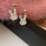 Bunny Stud Earrings for Women,Cute Opal Rabbit Earrings for Girls,Animal Earring Gold Photo 0