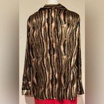 Ashley Stewart Satin Gold & Black Tiger Animal Print Button Down Blouse Sz 20. Photo 7