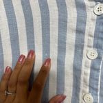 Reformation White and Blue Striped Button Down Shirt Linen Small Women Photo 5