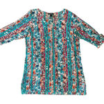 Lands' End  3/4 Sleeve Floral Pattern Button-Up Front Tunic Swim Cover-Up - Large Photo 0