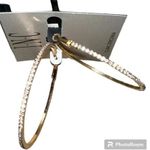 INC I.N.C. Gold Tone Large Pavé Cubic Zirconia Hoop Earrings Photo 2