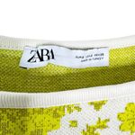 ZARA Jacquard Knit Floral Puff Sleeve Mini Dress Citrus Yellow Green Size S Photo 7