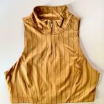JoyLab Mustard Yellow Stripe Zipper Crop Top US Medium Photo 0