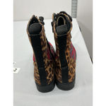 Womans Rouge Ankle Boots Chunky 10 M Plaid Animal Print Lace Up Zip Up Red Photo 4