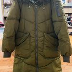 Maje Olive Green Long Puffer Jacket for women Size 36 Photo 0