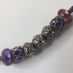 Authentic Chamilia Sterling Silver Charms 7 purple leather necklace 20" long Photo 4