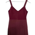 La Ligne Zelda Pleated Blend Open Back Midi Dress Burgundy Size 2 Red Photo 6