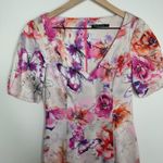 Black Halo Colorful Shift Dress Pink Abstrract Size 2 Lined Back Zip Photo 6