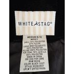 White Stag Black Velvet Jacket Faux Fur Collar Quilted Zip Up Coat Medium Photo 2