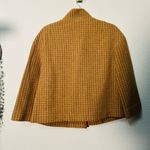 Talbots NEW Vintage Tan Plaid Wool Jacket Leather Trim Quiet Luxury Old Money Lg Photo 2