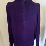 Ralph Lauren Lauren  purple turtleneck full zip sweater L 100% cotton Photo 0