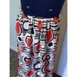 Vtg Mod Geometric Print Maxi Dress Red White & Blue 60s 70s Retro Hostess Op Art Photo 4